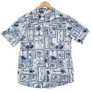 Old Navy Mens Tall Everyday Shirt Regular Fit Hawaiian‎ Cotton Size L Beach